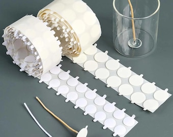 Candle Wick Stickers, 200pcs, White Adhesive Heat-Resistant Foam, Double-Sided Tape, DIY Wax Craft Paraffin Beeswax Aromatherapy Making Tool