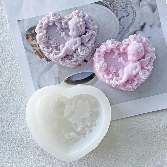 Heart Wedding Silicone Soap Mold - DIY Craft Mold For Soap, Candle, Resin, Plaster