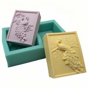 Two-Cavity Peacock Silicone Mold, Soap Making, Scented Candles, Wax Melt Ornaments, Resin Gypsum Craft Molding, DIY Home Decorations Casting
