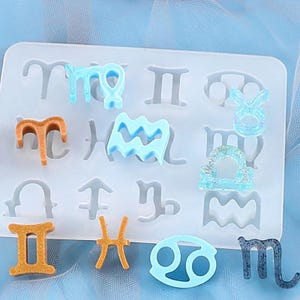 12 Horoscope Epoxy Resin Mold, Silicone, Pendant & Keychain Making, DIY Jewelry Crafting Tool, DIY Craft Astrology Theme Casting Accessories