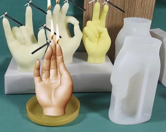 Molde de vela con forma de mano 3D, silicona, varios estilos, forma de dedo de Guanyin, aromaterapia DIY, fundición de resina, moldeo de yeso, elaboración de jabón