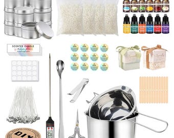 Candle Making Kit, Pouring Pot Wicks, Stickers, Fixators & Craft Tools, Handmade Aromatherapy making Material, DIY Home Fragrances Accessory