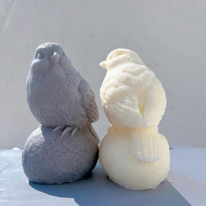 Zittende vogel op steen siliconen mal, kaars in dierlijke vorm maken, sojawas harsgips, op de natuur geïnspireerde huisdecoratie knutselaccessoires