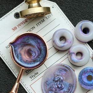 10pcs Donut-Shaped Glitter Wax Seal Stamps, DIY Holiday Greeting Card Stamping, Wedding Invitation Sealing, Scrapbooking Embellishments Tool