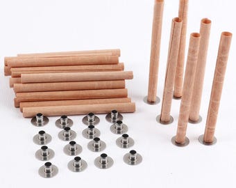 Mechas para velas DIY, 7/10 piezas cilíndricas de madera con soporte, varios tamaños, parafina, cera de abejas y cera de soja, accesorios para manualidades.
