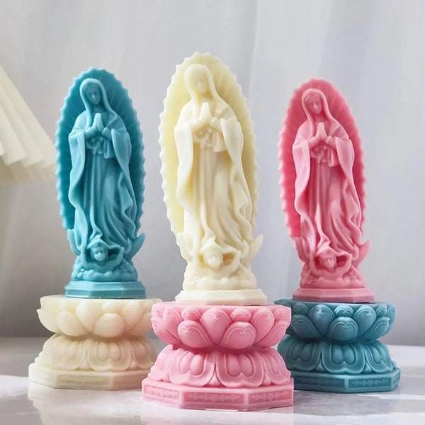 Virgin Mary Candle Silicone Mold, Catholic Relic Pattern, Reusable, for DIY Handmade Scented Candle, Epoxy Resin Figurine, for Home Church