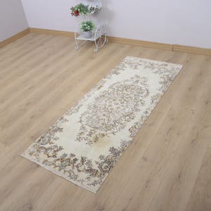 Vintage Turkish Oushak Runner Rug - 2x6 ft - Cotton Wool Blend