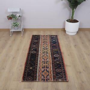Vintage Turkish Oushak Rug 2x5: Wool & Cotton Anatolian Small Rug