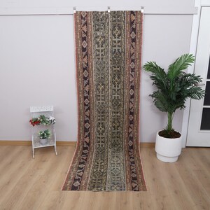 Vintage Oushak Runner Rug: Handmade Turkish Wool, 3x10