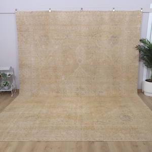 Turkish Rug 10x13,Vintage Turkish Rug,Vintage Rug 10x13, Handmade Rug,Anatolian Rug,Oushak Rug,Natural Rug,Turkish Faded Rug,Muted Rug,29375