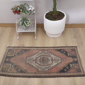 2x4 Rug, Wool Door Mat, Mini Rug, Door Mat Rug, 2x4 Natural Rug, Handmade Wool Rug, Turkish Mini Rug, Vintage Mini Rug,Oushak Mini Rug,23246