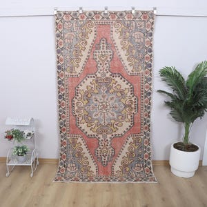 Turkish Rug 4x7, Vintage Rug 4x7, Anatolian Rug, 4x7 Soft Rug,Turkish Vintage Rug Oushak Rug,Handmade Rug,Wool Rug,Vintage Turkish Rug,27976