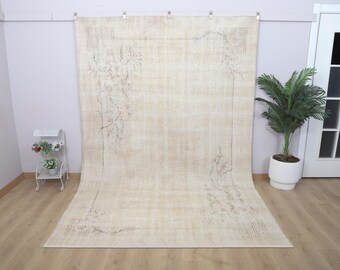 Oushak turkisk matta 7x11: Vintage anatolisk ull-bomullsblandning