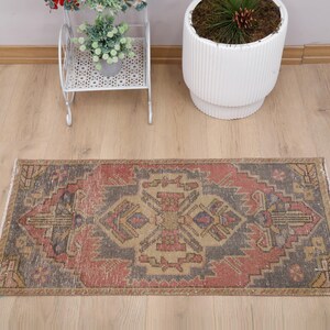 2x4 Rug, Wool Door Mat, Mini Rug, Door Mat Rug, 2x4 Natural Rug, Handmade Wool Rug, Turkish Mini Rug, Vintage Mini Rug,Oushak Mini Rug,22653