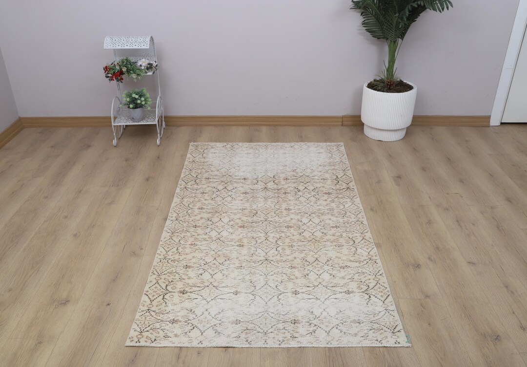 3x7 Vintage Turkish Wool Rug, Handmade Anatolian Oushak Area Rug - Etsy