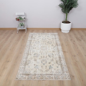 Anatolian Rug, 3x7 Rug, Turkish Rug, Vintage Rug, Muted Rug, Area Rug, Bohemian Rug, Oushak Rug, Wool Vintage Rug, Pastel Turkish Rug,25883
