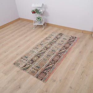 Vintage Turkish Oushak Rug: Colorful Wool Kids Rug, 3x5