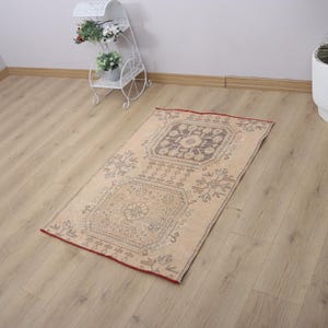 3x4 Vintage türkischer Oushak Teppich, Kleiner Anatolischer Wollteppich