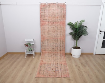 Vintage Turkish Wool Runner Rug: Oushak Hallway Rug (3x11)