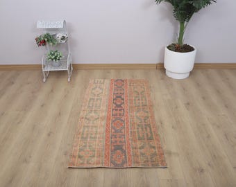 Handmade Wool Oushak Rug 2x5: Turkish Anatolian Carpet
