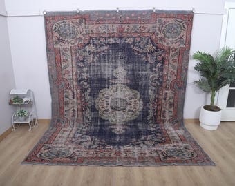 Turks tapijt 8 x 10, vintage oversized tapijt, Anatolisch tapijt 8 x 10, Turks oversized tapijt, extra groot Oushak-tapijt, oud tapijt, wollen tapijt, extra groot tapijt, 34637