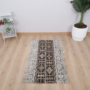 Vintage Oushak Rug 3x4: Turkish Wool Anatolian Rug