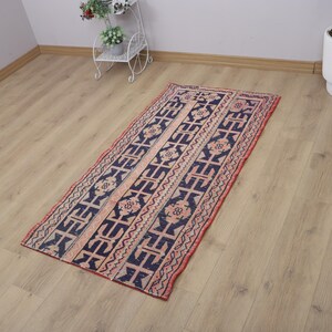 Vintage Turkish Oushak Rug: Colorful Wool & Cotton 3x5 Kids Rug