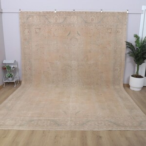 Turkish Rug 10x13,Handmade Rug,Wool Rug, Vintage Oversize Rug, Turkish Vintage Rug,Oushak Oversize Rug,Anatolian Rug,10x13 Natural Rug,29378