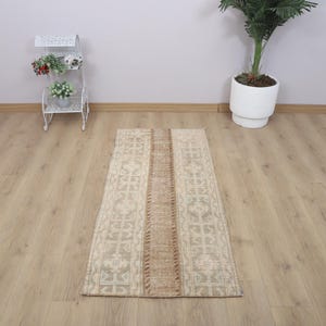 Vintage Turkish Oushak Rug: 2x5 Colorful Wool & Cotton