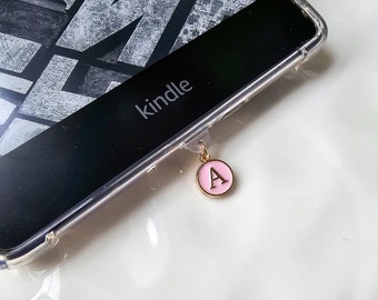 Initial Dust Plug Charm, Kindle Charm, iPad Charm, Phone Charm, micro-USB, USB-C/Type-C, Apple Lightning, Bookish Accessories, Personalized