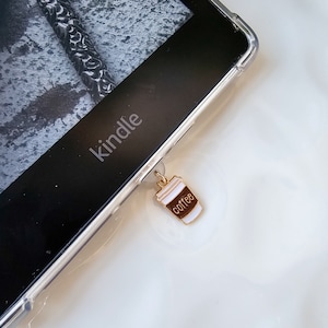 Coffee Dust Plug Charm, Kindle Charm, iPad Charm, Phone Charm, micro-USB, USB-C/Type-C, Apple Lightning, Bookish Accessories, Cute, Dainty