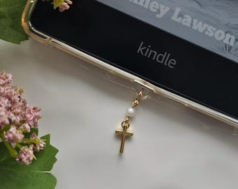 Pingente Cruz Dourada para Tampa de Proteção: Acessório para Kindle, iPad e Celular