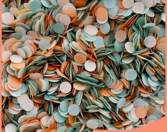 Biodegradable Confetti - Soft Orange, Creame, Sage Green  Wedding Confetti Mix - Beach & Tropical Wedding, Bridal Shower Table Decorations