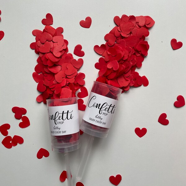 Red Graduation Confetti Popper | College Reveal Pop | Graduation Surprise Gift | Custom Confetti Push Pop | Pop Wedding Confetti | Red Heart