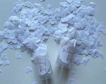 Biodegradable Wedding Confetti Push Poppers: White Hearts