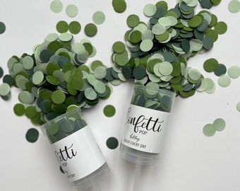 Biodegradable Wedding Confetti Push Pop: Sage & Forest Green Mix