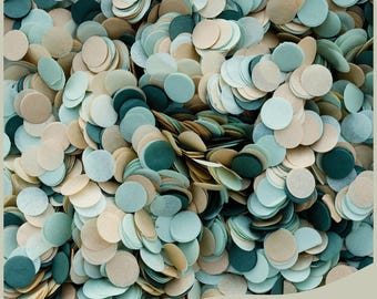 Biodegradable Rice Paper Confetti - Sage Green/Eucalyptus Confetti Mix, Bulk Party Confetti, White&Soft Mint Confetti Circle, Autumn Wedding
