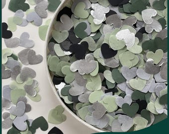 Biodegradable Paper Confetti - Sage Green Hearts Wedding Mix| Natural Wedding Confetti Party Decorations - Vintage Style Throwing Confetti