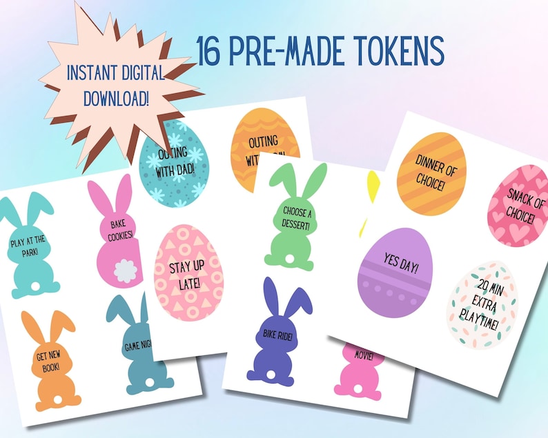 Easter Egg Tokens, Printable Digital Download; Kid Games, Easter Basket ...