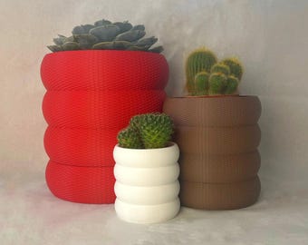 Woven Bubbles Pattern Planter / Planter for Home Decor with Hidden Drainer and Wall Mount - 3 Sizes: Small, Medium and Large