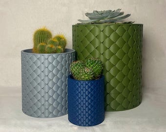 Woven Pattern Planter / Planter for Home Decor with Hidden Drainer and Wall Mount - 3 Sizes: Small, Medium and Large