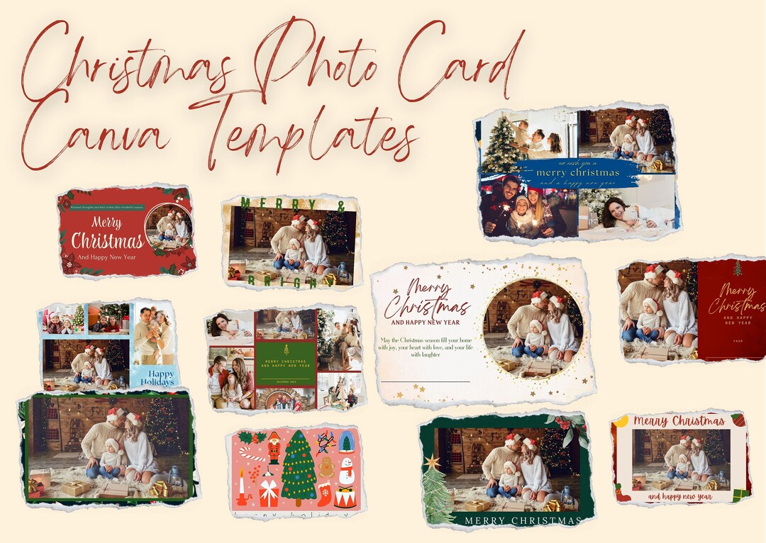 Holiday Photo Card Template Editable Christmas Photo Set Template ...