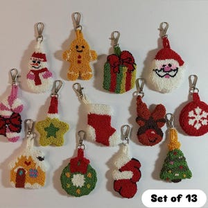 Christmas Punch Needle Keychain,christmas Kitsch,christmas Keyfob ...