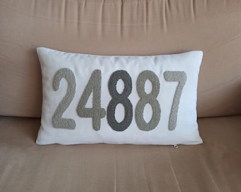 Zip Code Pillow,Custom punch needle pillow,Personalized pillow,New Homeowner Gift,Custom cushion,Custom pillow cover,First Home Gift