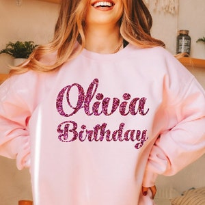 Custom Faux Glitter Sweatshirt, Customize Text Sweatshirt, Personalized Glitter Effect Hoodie, Gift For Custom Sweater, Your Text Hoodie