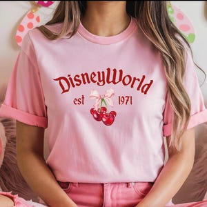 Disneyworld Cherry Shirt, Cherry Bow Shirt, Disneyland Coquette Gift T-Shirt, Cute Disney Top Shirt, Disney Coquette Tee, Mickey Bow T-Shirt