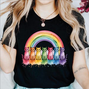 Pride Rainbow Cat Shirt, Cat Pride Tshirt, Rainbow Cat Ally Tee, Peeking Cat in Rainbow Tee, Pride Month Pride Festival Tee, Cat Lover Shirt
