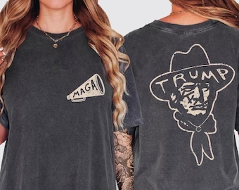 Comfort Colors Trump Cowboy Shirt, Western Donald Trump, MAGA TShirt, Election 2024 Shirt, Conservative Tee, Political President Shirt, BP