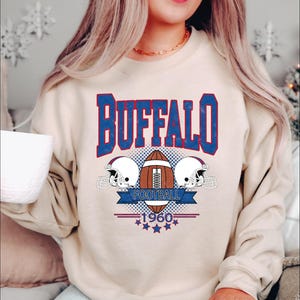 Buffalo Crewneck Sweatshirt, Vintage Style Buffalo Football Sweater, Buffalo Fan Gift Hoodie, Buffalo Game Day Pullover