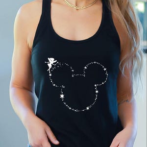 Disney Tinkerbell Tank Top, Tinkerbell Fairy Tank Top for Her, Disney Park Vacation Crop Top, Princess Matching Racerback, Mickey Head Vneck